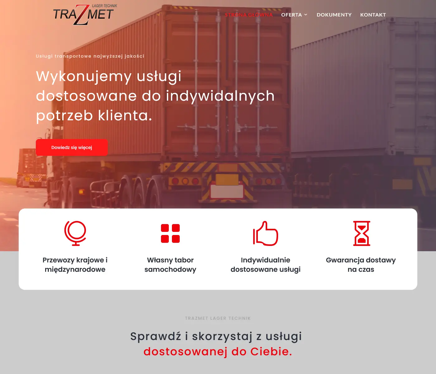 Website Trazmet Logistics - screenshot 1